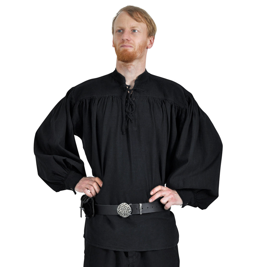 Produktbild Mittelalter Stehkragen Schnürhemd Friedrich schwarz