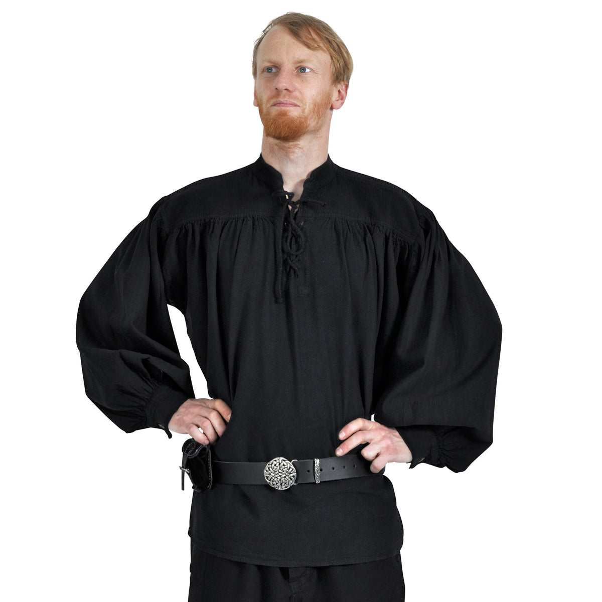 Product image Medieval Stand-Up Collar Lace-Up Shirt Friedrich black