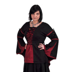 Produktbild Mittelalter Bluse im Leinen Look schwarz-rot