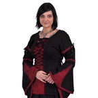 Produktbild Mittelalter Bluse im Leinen Look schwarz-rot