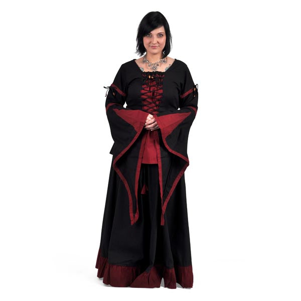 Produktbild Mittelalter Bluse im Leinen Look schwarz-rot