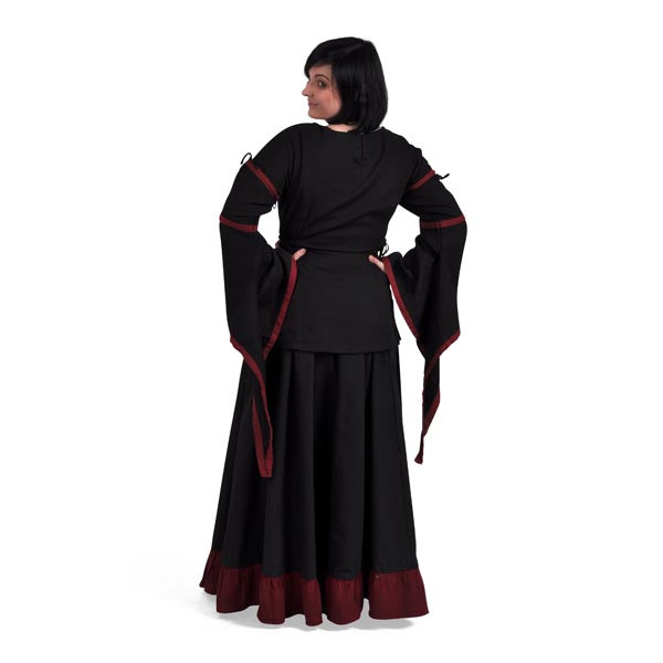 Produktbild Mittelalter Bluse im Leinen Look schwarz-rot