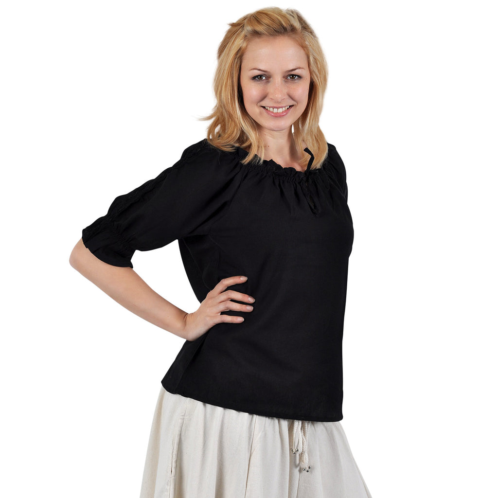 Produktbild Mittelalter Kurzarmbluse Sandra schwarz