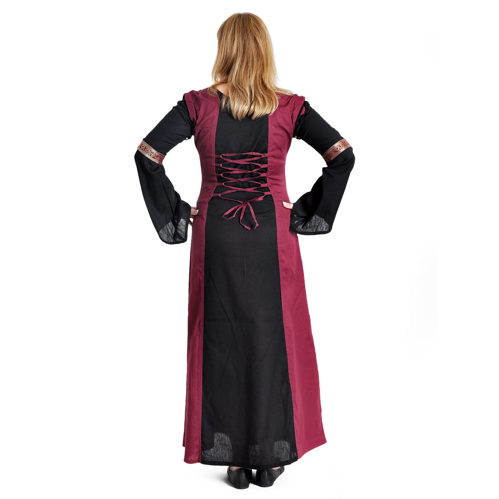 Produktbild Mittelalter Kleid Applonia mit abnehmbaren Ärmeln schwarz-bordeaux