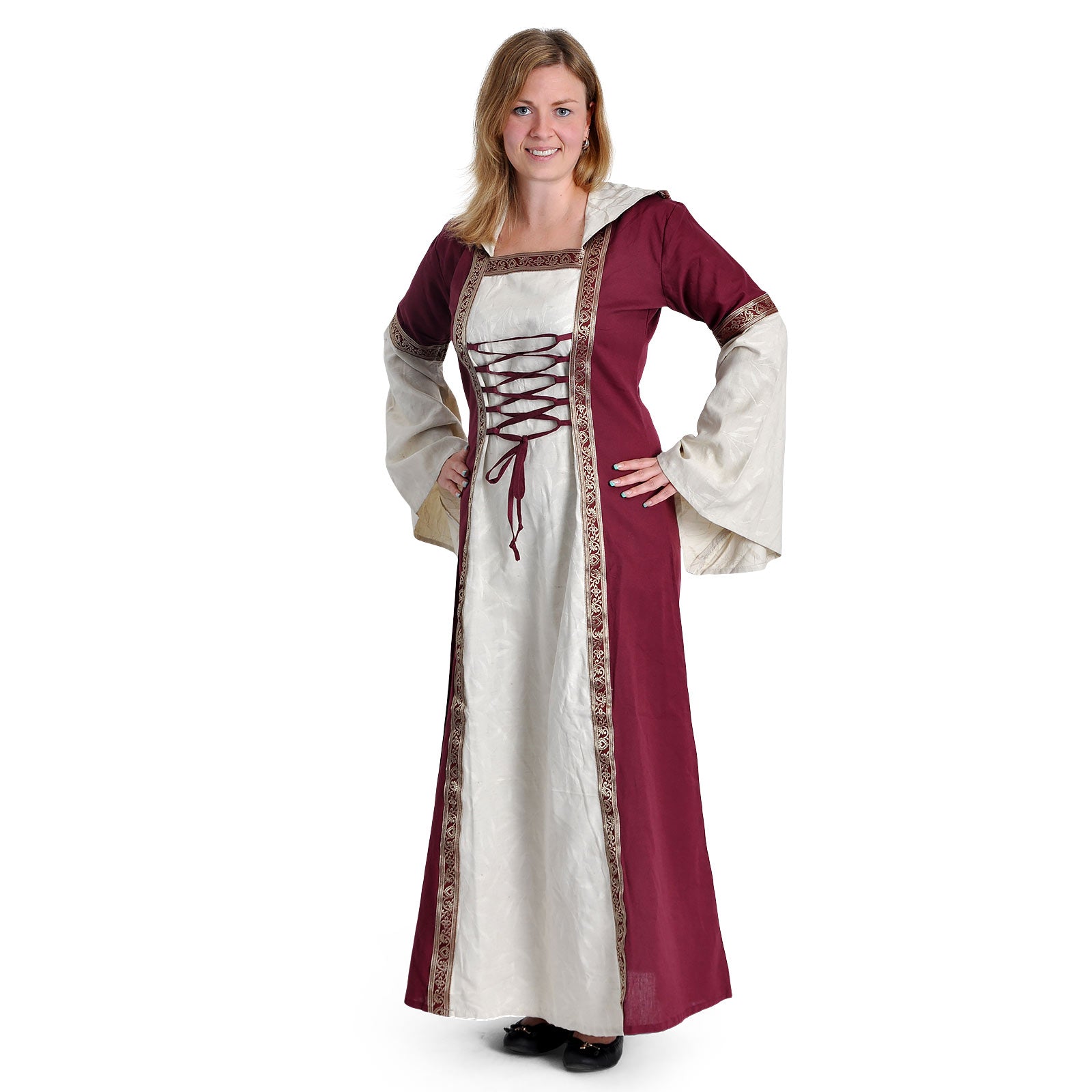 Produktbild Mittelalter Kleid Brigitta natur-bordeaux