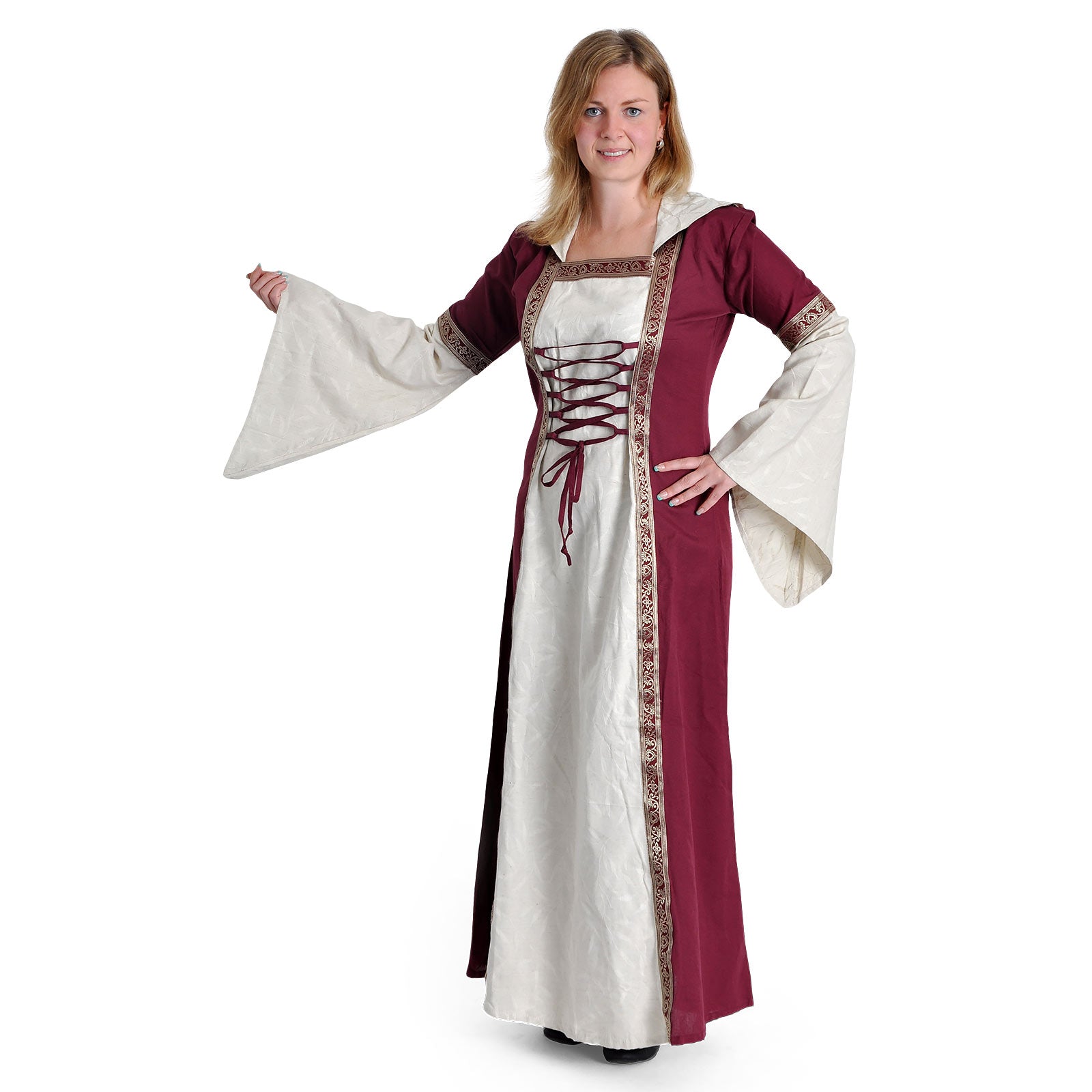 Produktbild Mittelalter Kleid Brigitta natur-bordeaux
