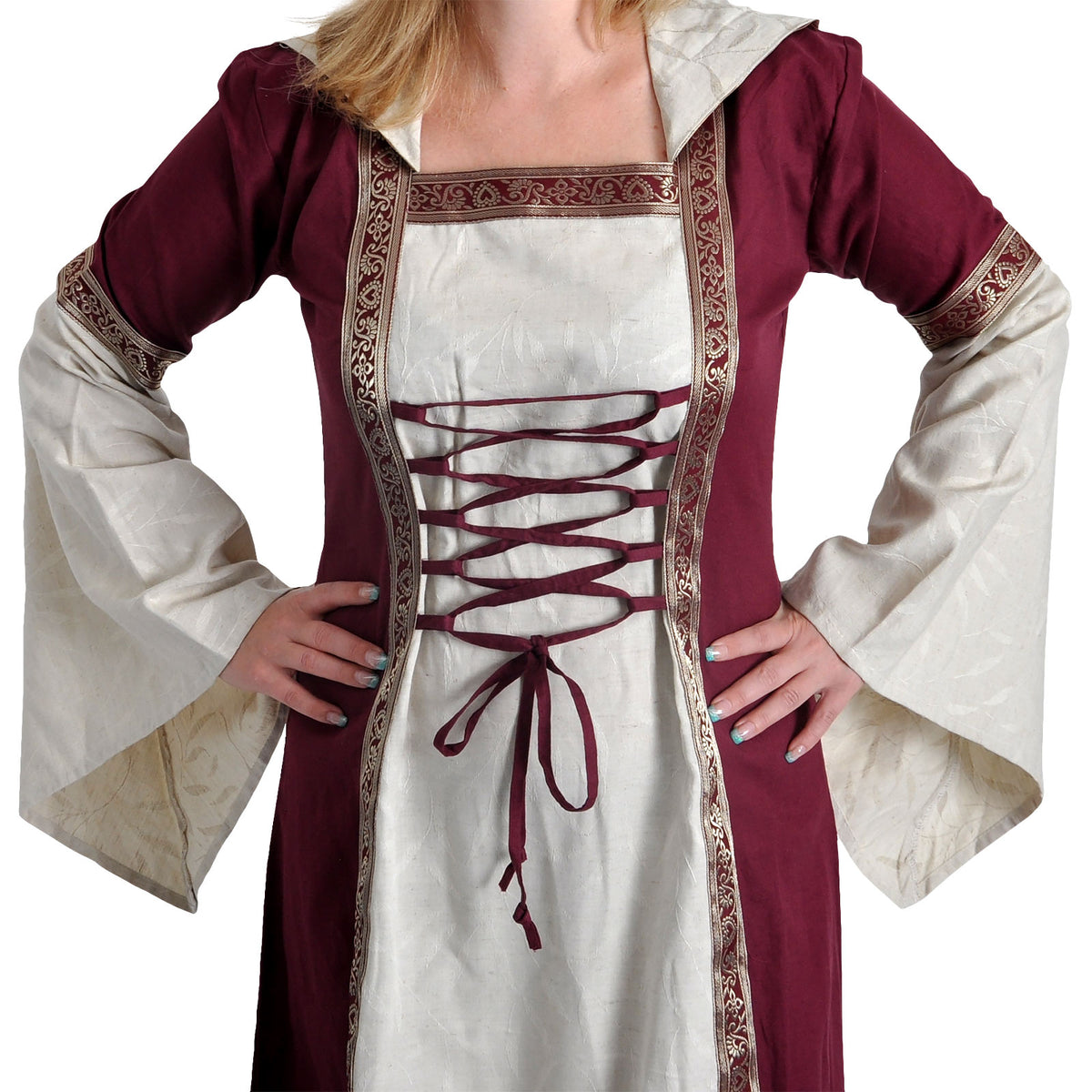 Produktbild Mittelalter Kleid Brigitta natur-bordeaux