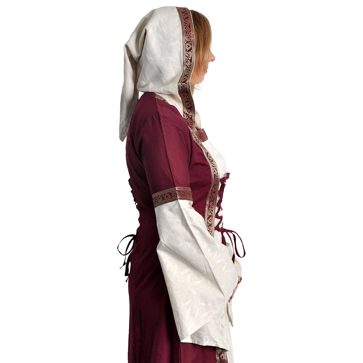 Produktbild Mittelalter Kleid Brigitta natur-bordeaux
