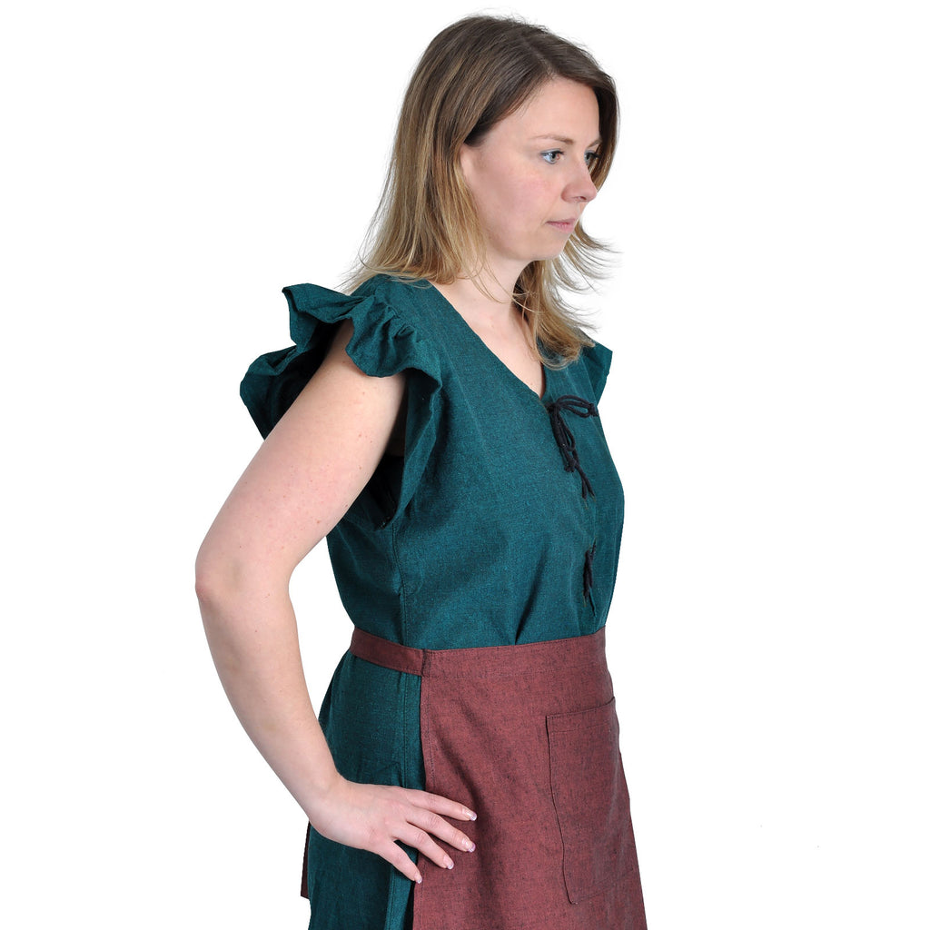 Produktbild Mittelalter Kleid Agga Kurzarm mit Schürze grün