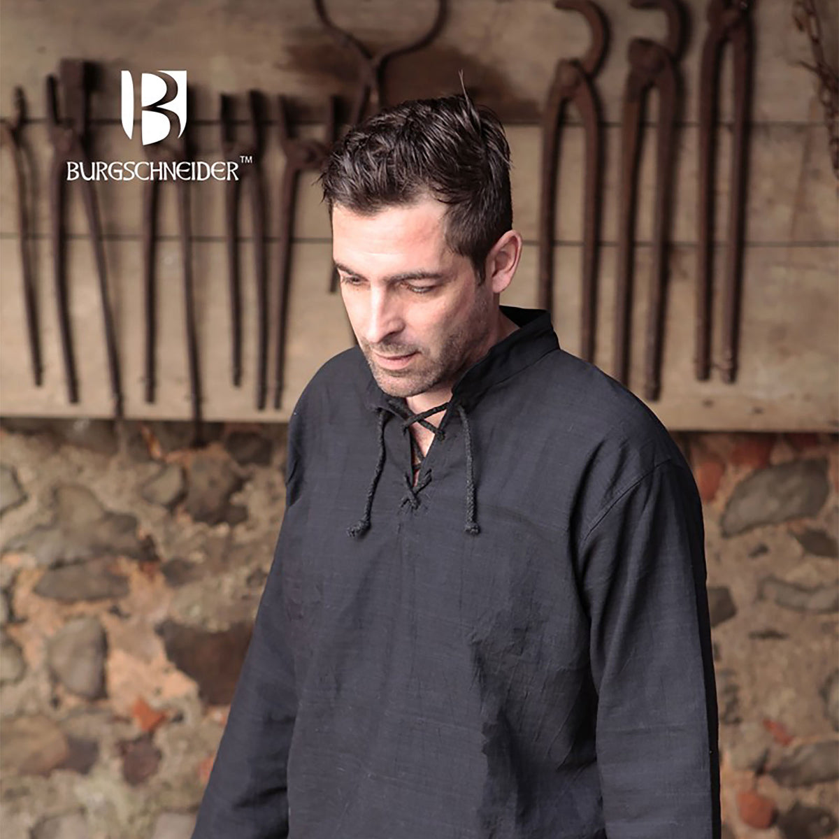 Produktbild Mittelalter Hemd Tristan schwarz