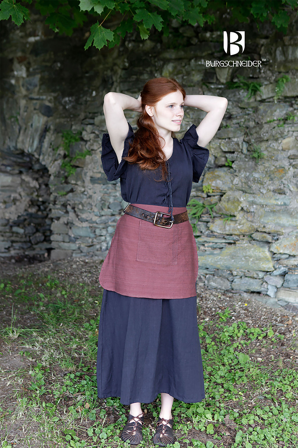 Produktbild Mittelalter Kleid Agga mit Schürze schwarz