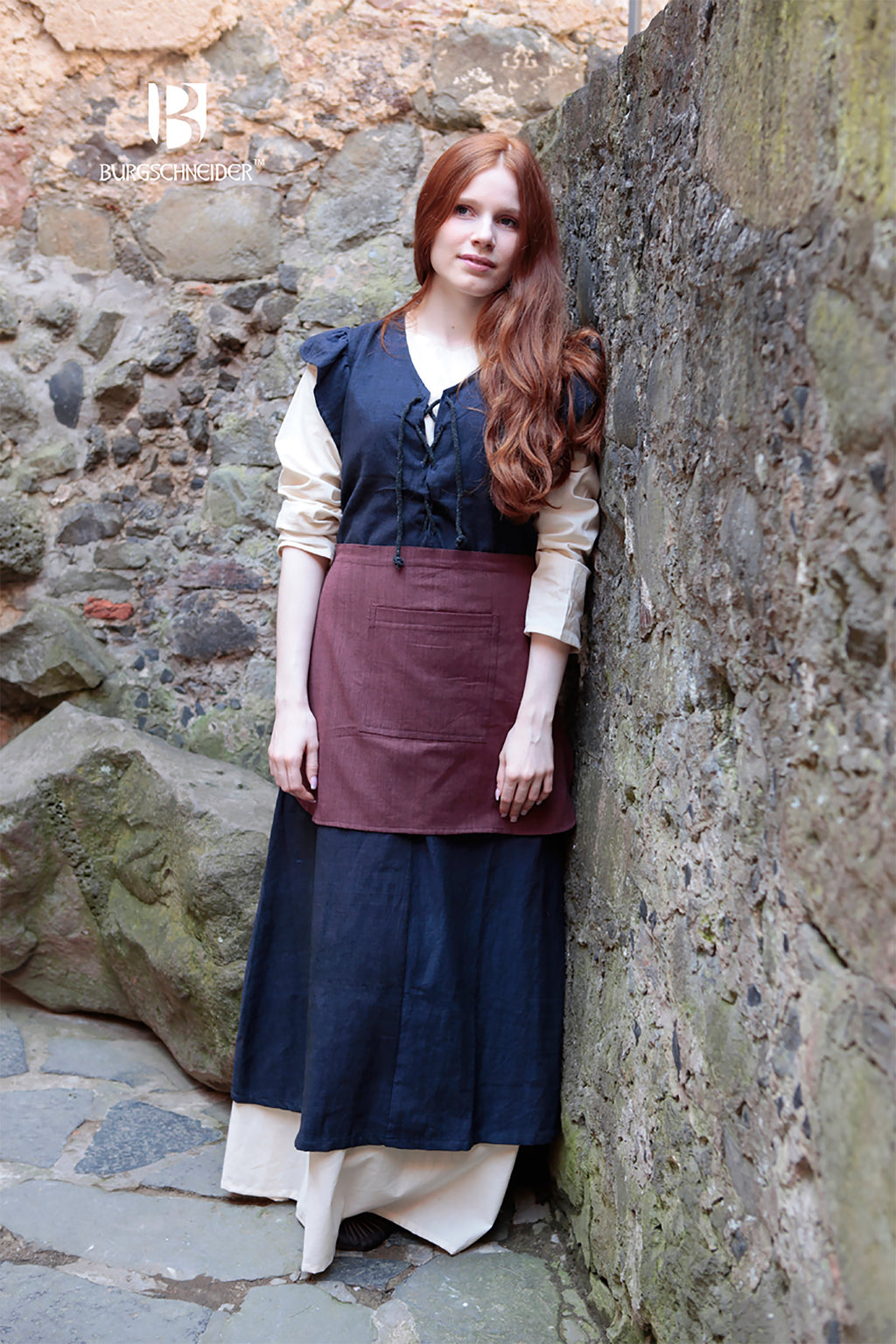 Produktbild Mittelalter Kleid Agga mit Schürze blau