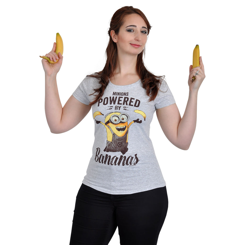 Produktbild Minions - Powered By Bananas Girlie Shirt grau