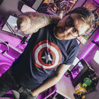 Produktbild Captain America - Distressed Shield Logo T-Shirt blau