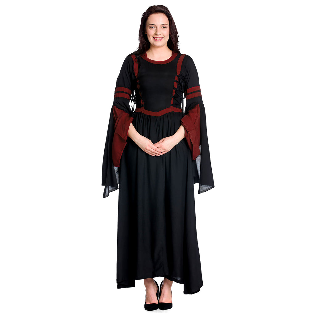 Produktbild Mittelalter Kapuzenkleid Isolde schwarz-rot
