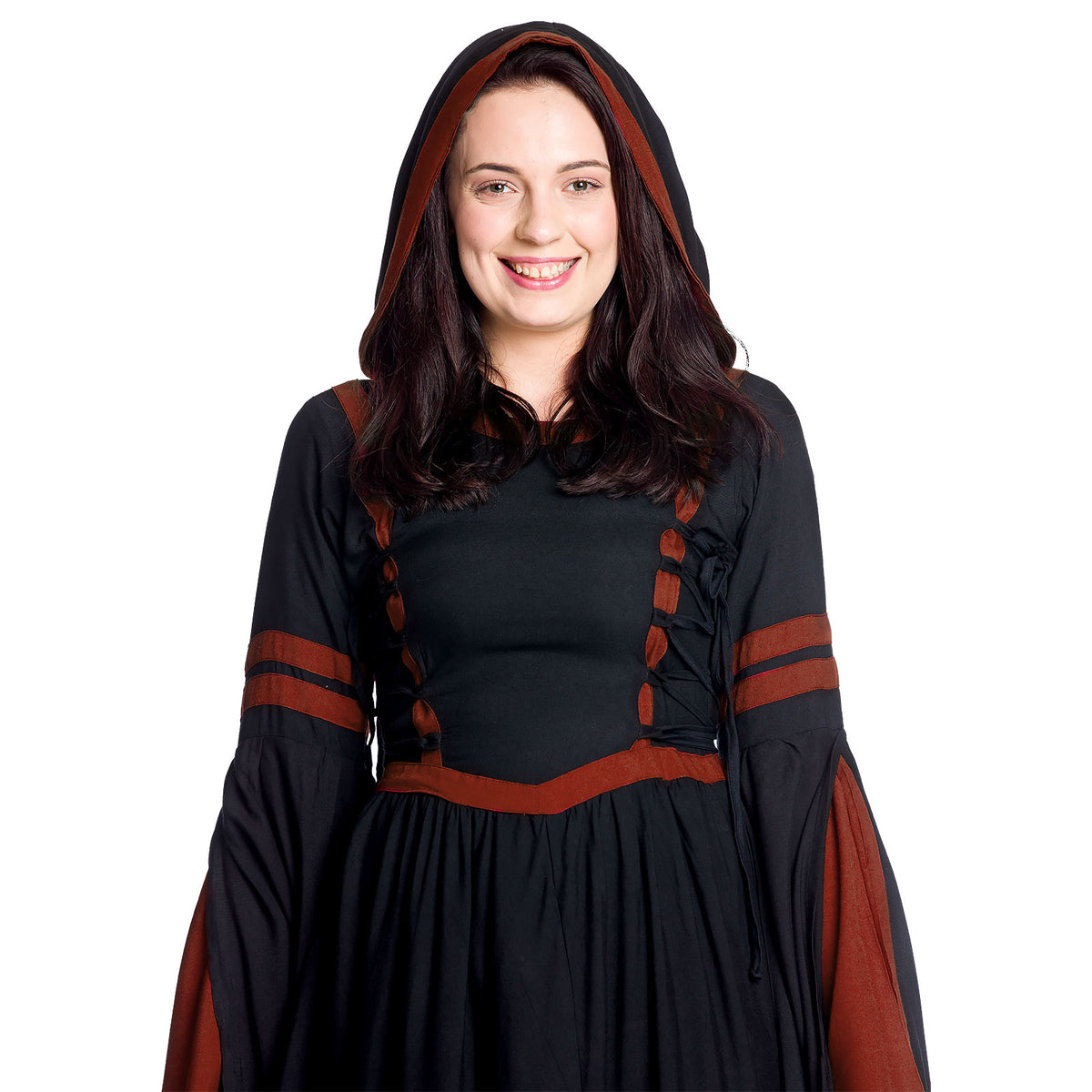 Produktbild Mittelalter Kapuzenkleid Isolde schwarz-rot