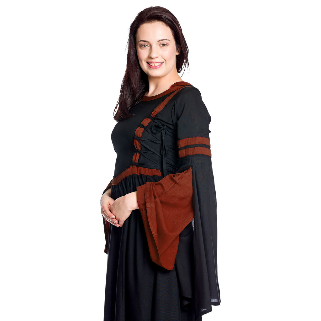 Produktbild Mittelalter Kapuzenkleid Isolde schwarz-rot
