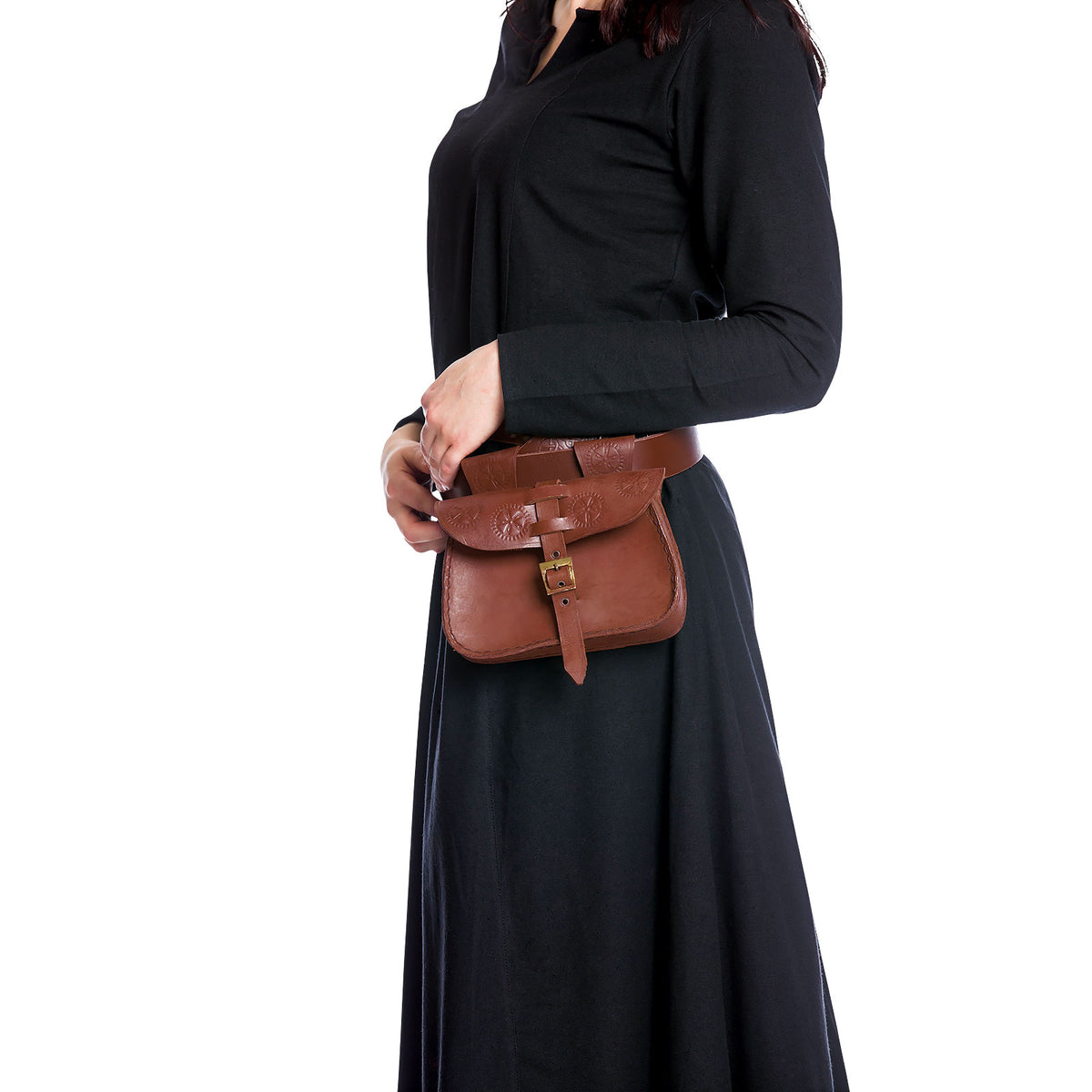 Produktbild Mittelalter Gürteltasche mit Prägung braun