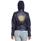Produktbild Wonder Woman - Logo Lederjacke mit Kapuze blau