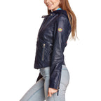 Produktbild Wonder Woman - Logo Lederjacke mit Kapuze blau