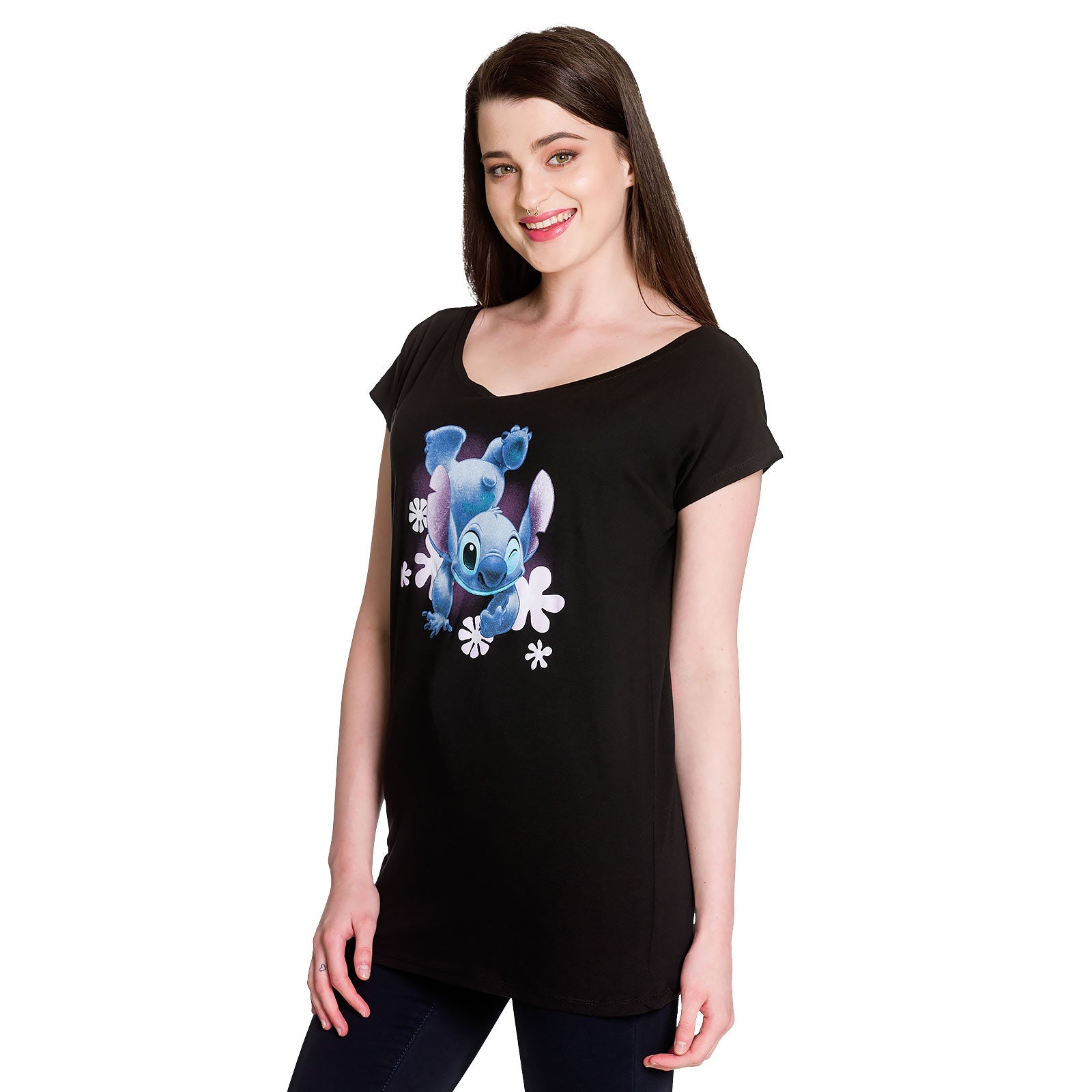 Produktbild Lilo & Stitch - Stitch T-Shirt Damen Loose Fit schwarz
