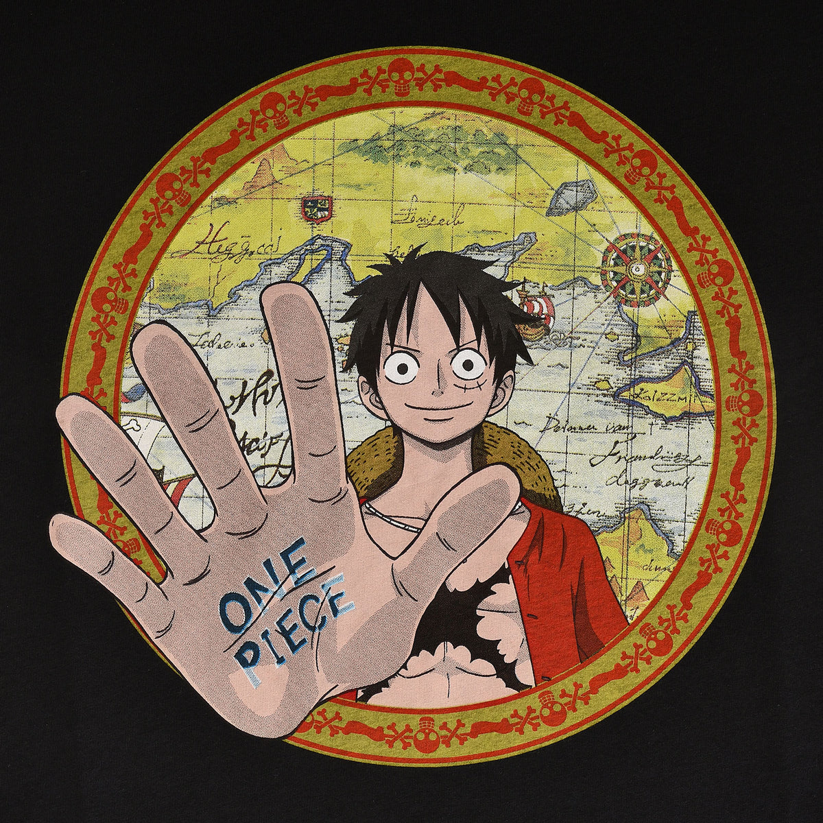 Produktbild One Piece - Map Circle T-Shirt schwarz