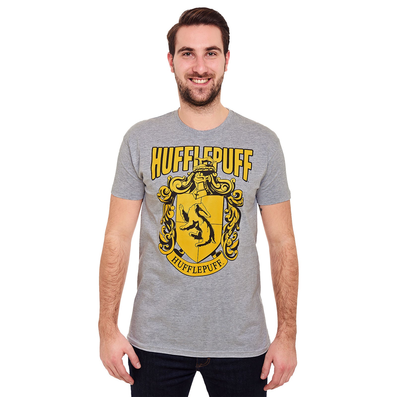 Produktbild Harry Potter - Hufflepuff Wappen T-Shirt grau