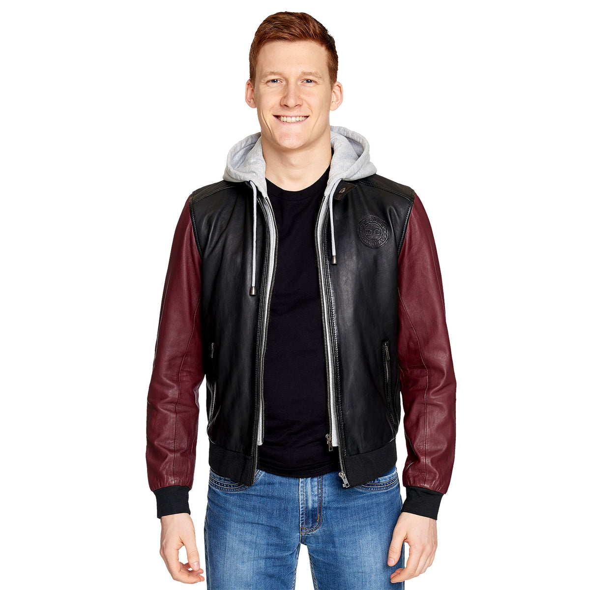 Product image Flash - Logo leather jacket with hood