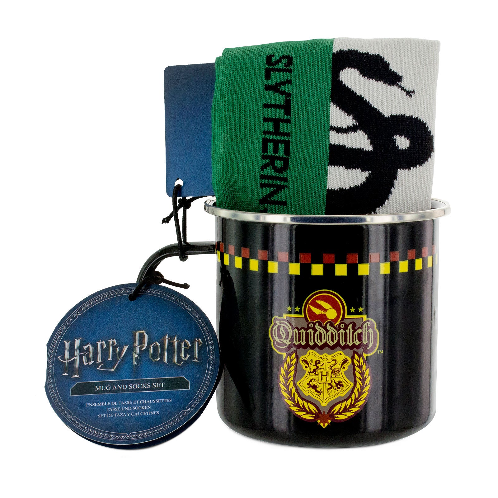 Produktbild Harry Potter - Slytherin Quidditch Socken und Emaille Tasse