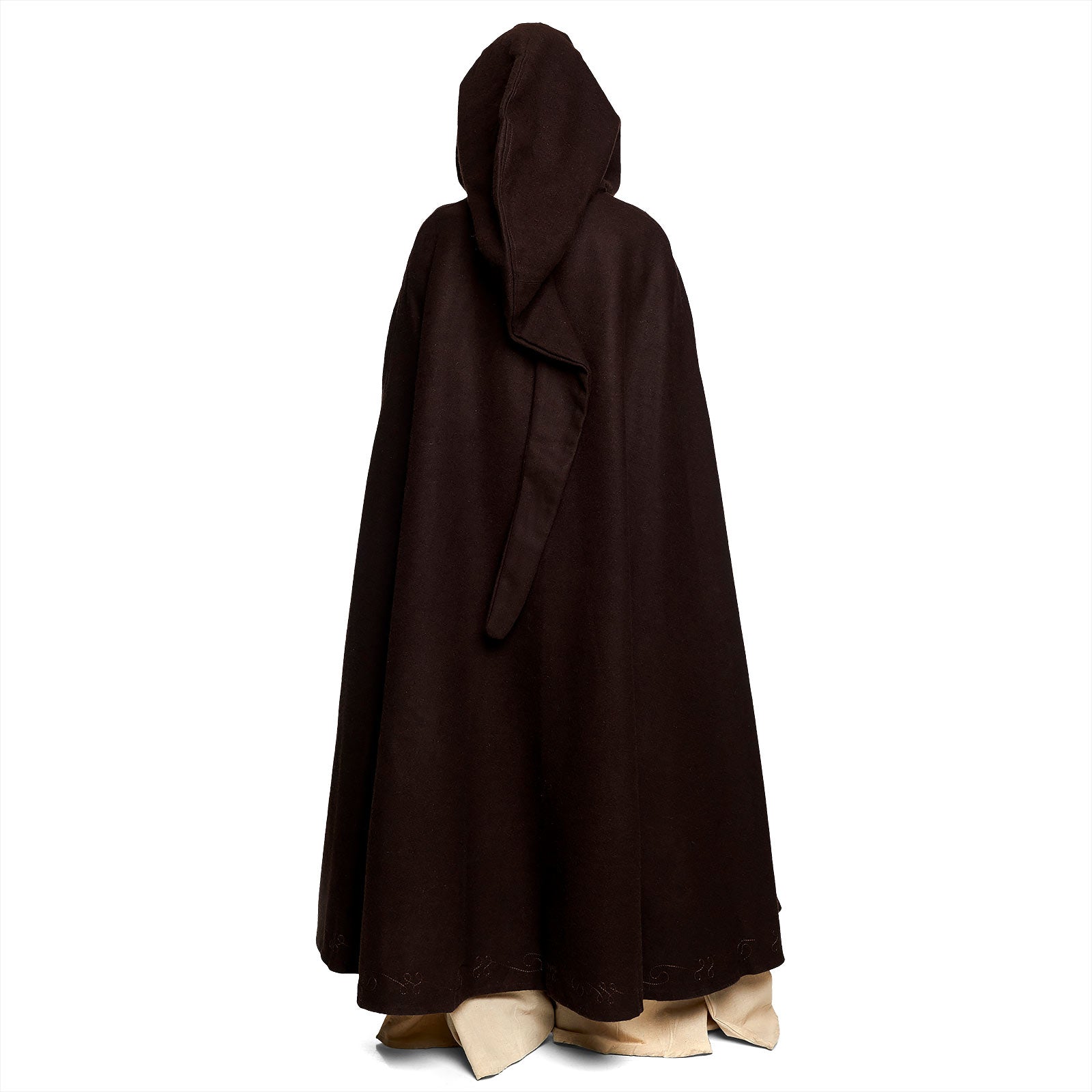 Product image Medieval Wool Cloak Women with Hood Embroidery Metal Buckle Brown