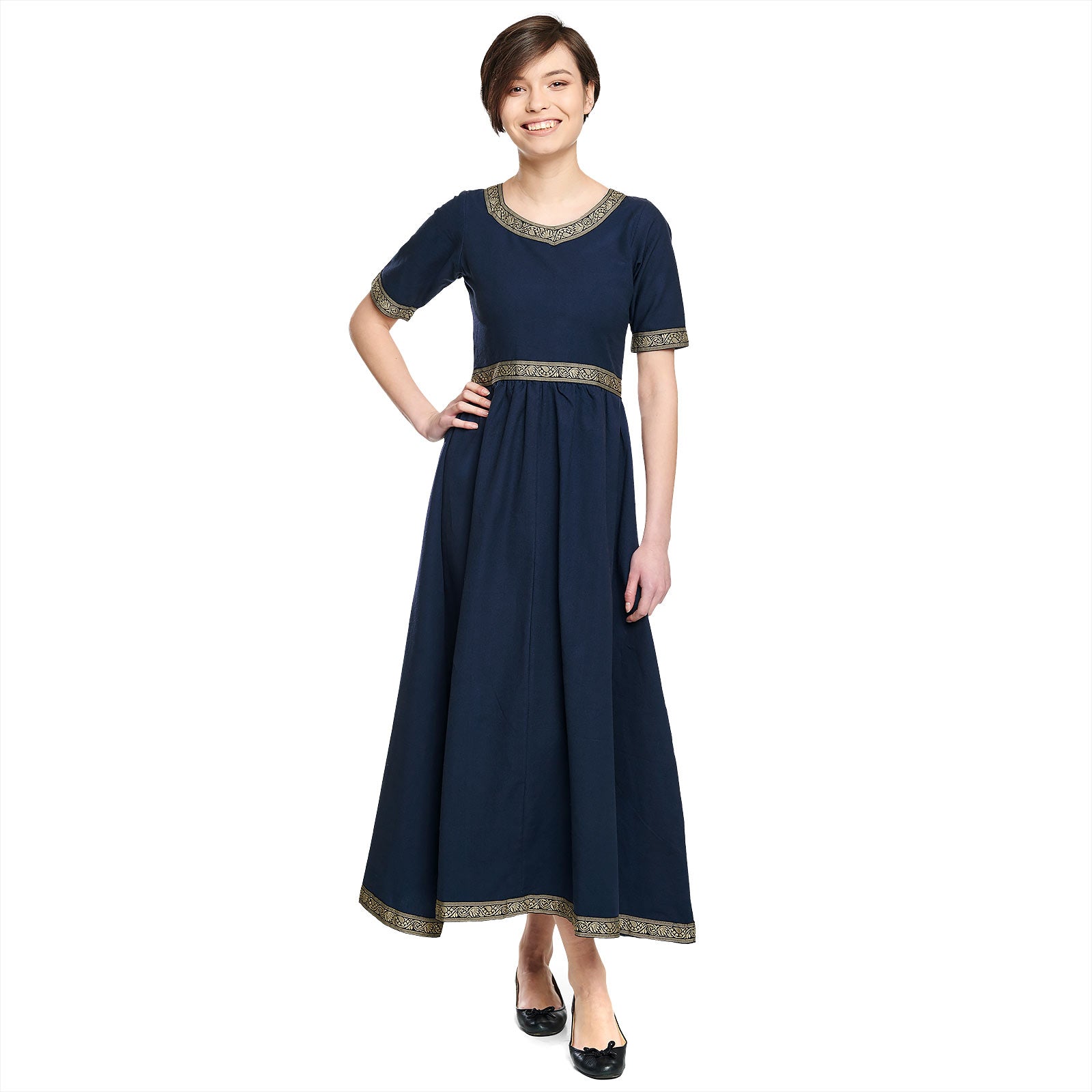 Produktbild Mittelalter Kleid Ennlin mit Kurzarm blau