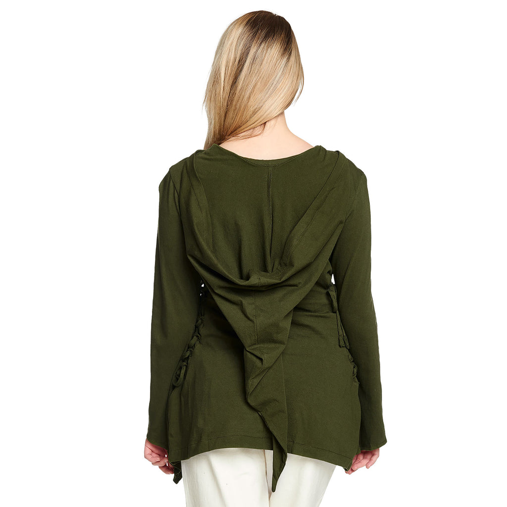 Produktbild Mittelalter Bluse Lea mit Kapuze grün