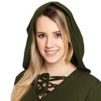 Produktbild Mittelalter Bluse Lea mit Kapuze grün