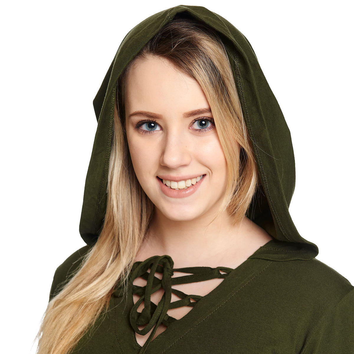 Produktbild Mittelalter Bluse Lea mit Kapuze grün