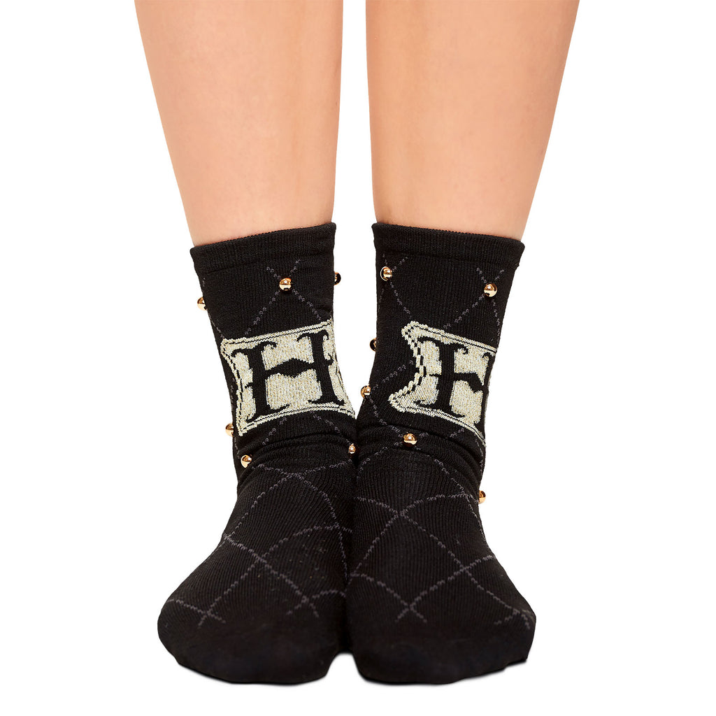 Produktbild Harry Potter - Hogwarts Logo Socken mit Nieten schwarz
