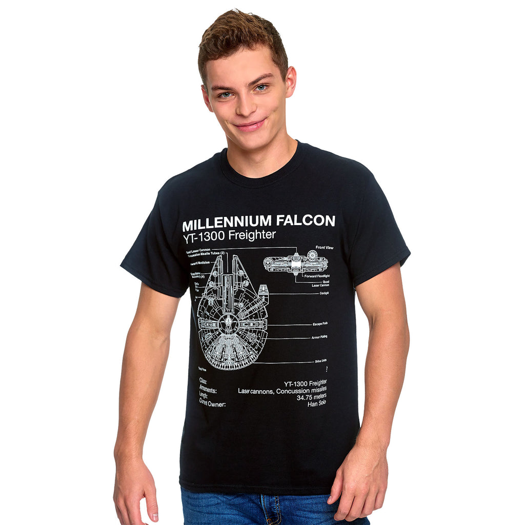 Produktbild Star Wars - Millennium Falcon Sketch T-Shirt schwarz