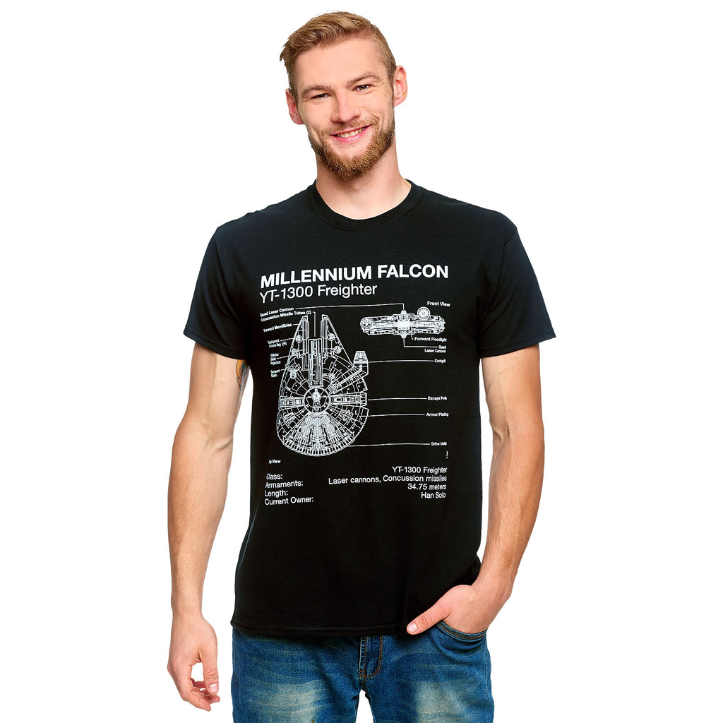 Produktbild Star Wars - Millennium Falcon Sketch T-Shirt schwarz