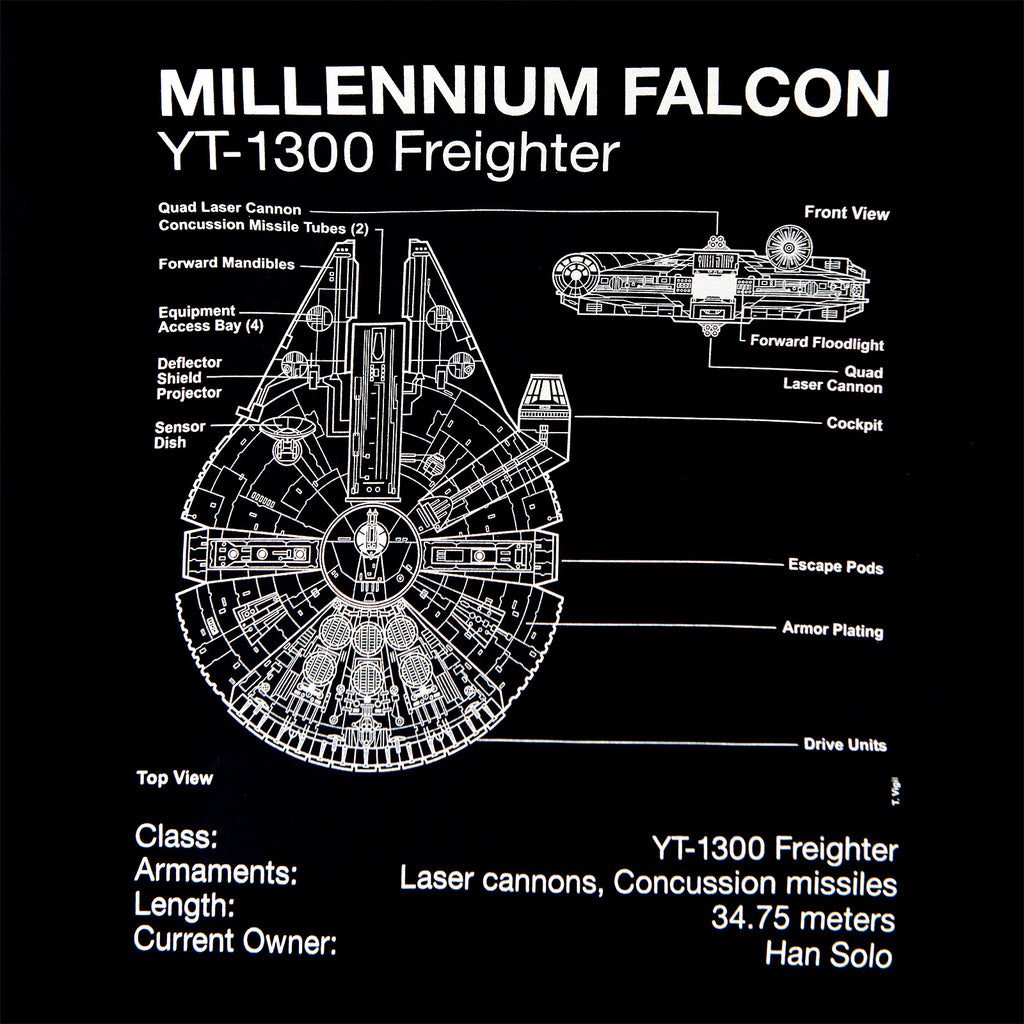 Produktbild Star Wars - Millennium Falcon Sketch T-Shirt schwarz