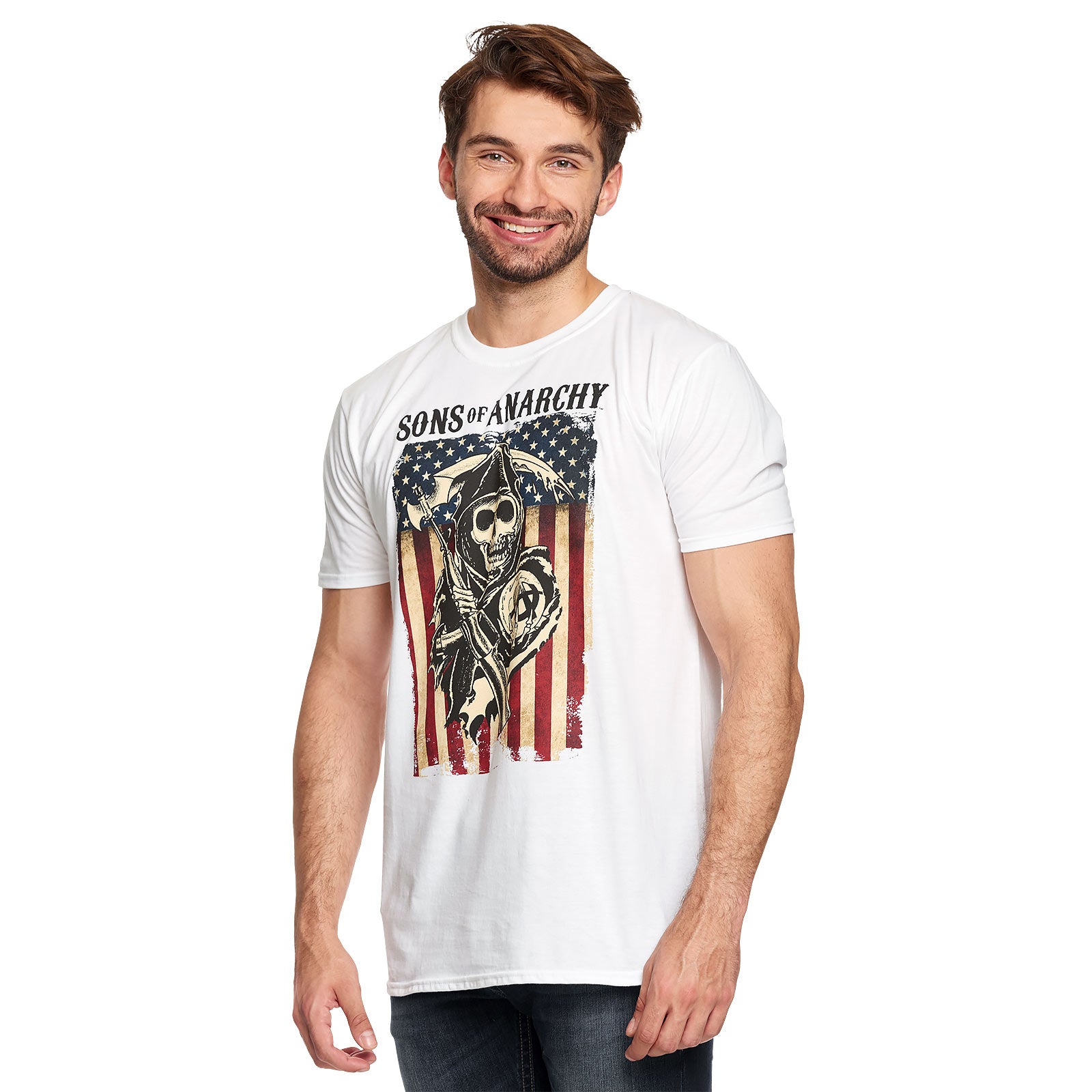 Produktbild Sons of Anarchy - Reaper Flag T-Shirt weiß