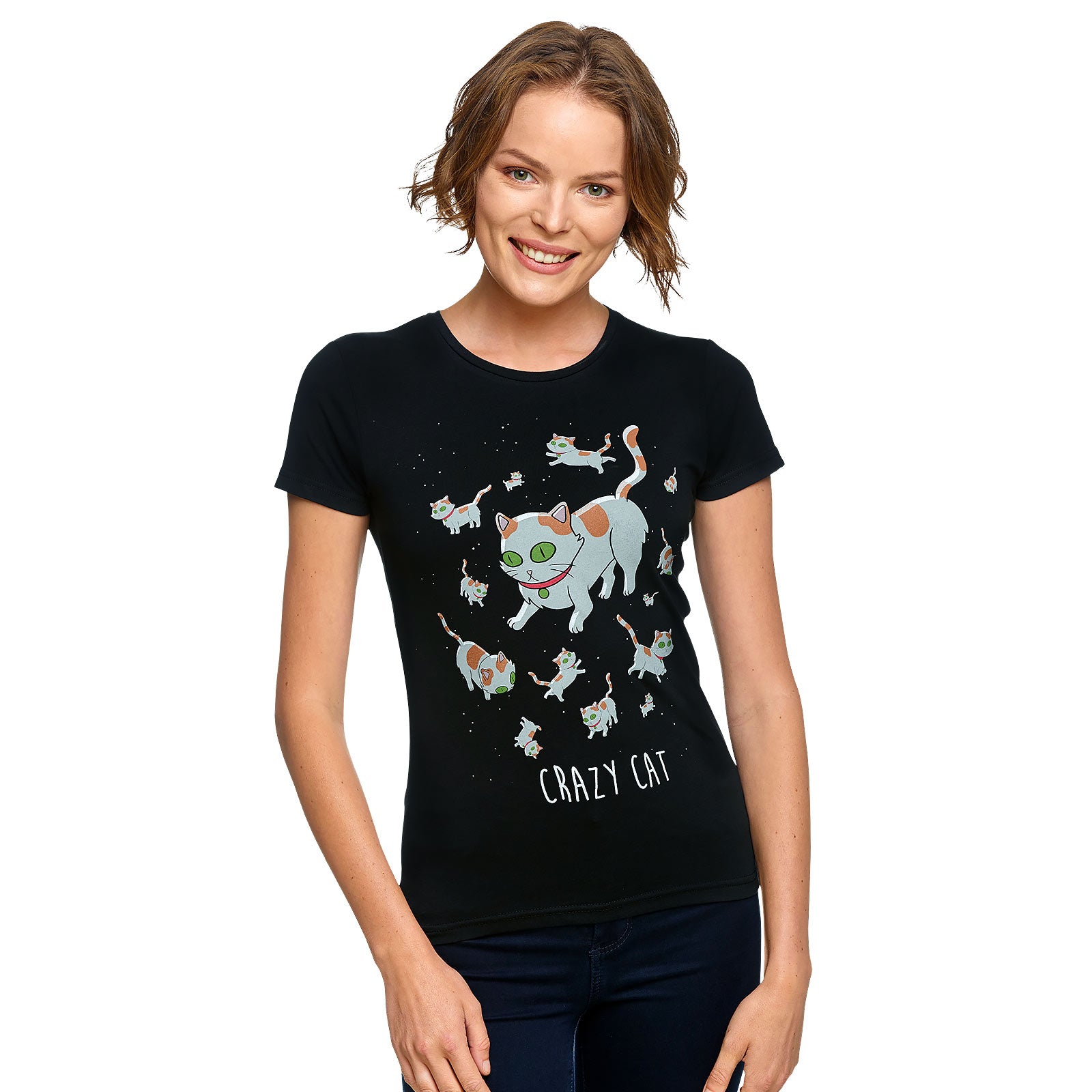 Produktbild Rick and Morty - Crazy Cat T-Shirt Damen schwarz