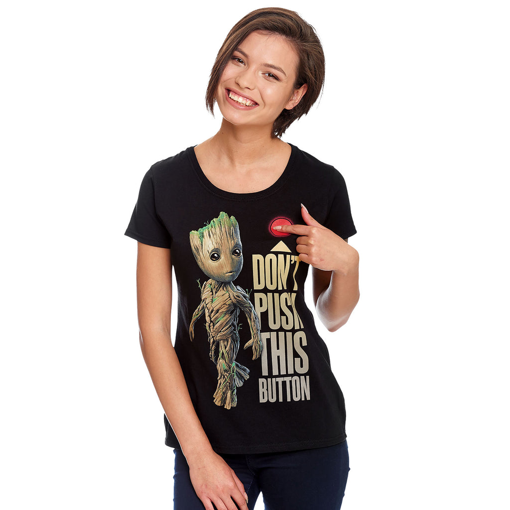 Produktbild Guardians of the Galaxy - Groot Button T-Shirt Damen schwarz