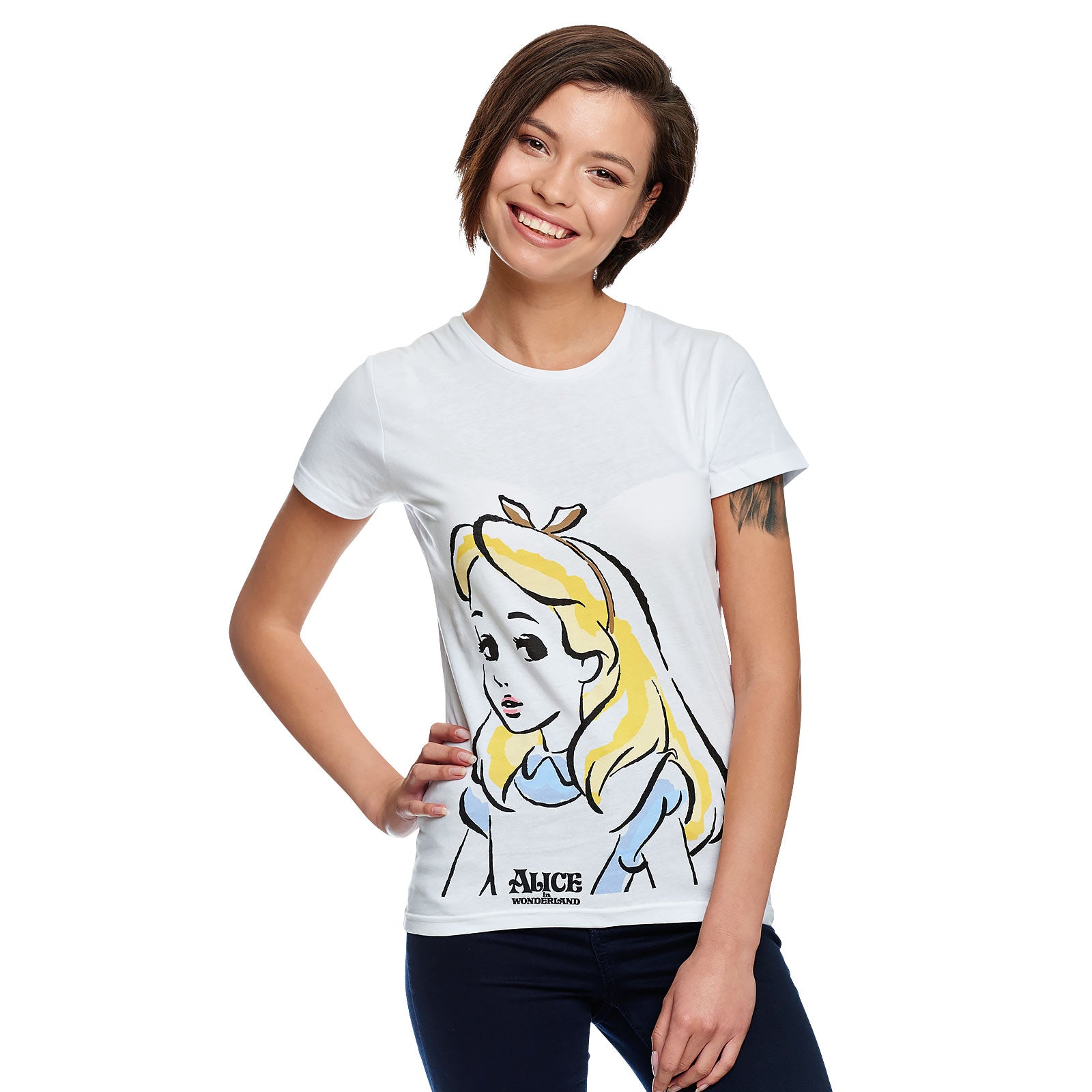 Produktbild Alice im Wunderland - Portrait T-Shirt Damen weiß