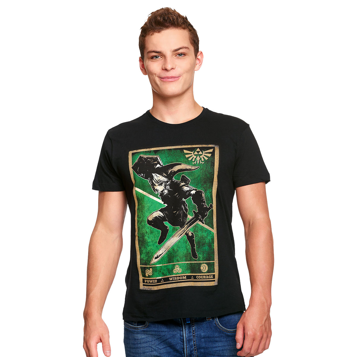 Produktbild Zelda - Link Triforce Propaganda Poster T-Shirt schwarz