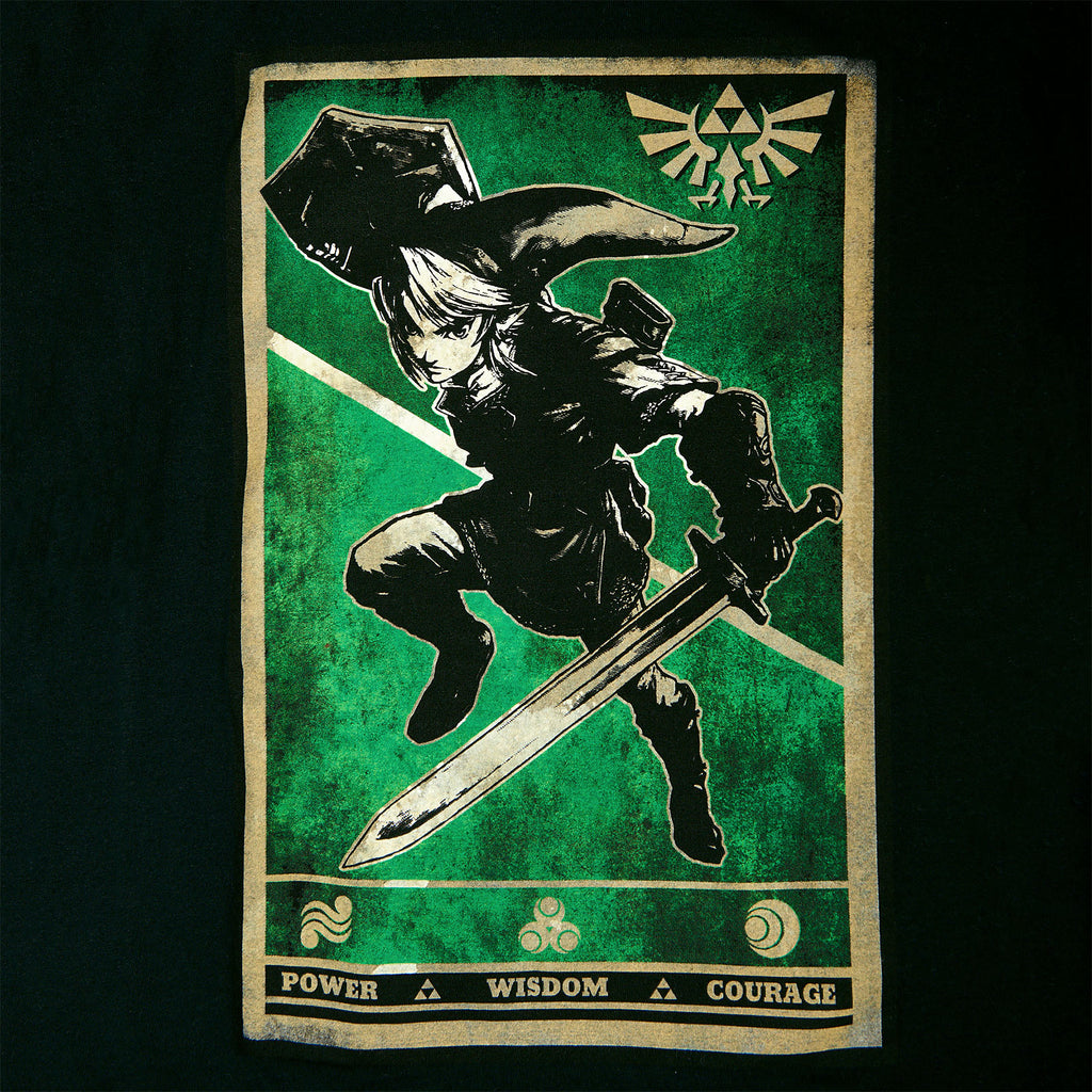 Produktbild Zelda - Link Triforce Propaganda Poster T-Shirt schwarz