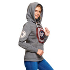 Produktbild Captain America - Shield Logo Retro Hoodie Damen grau