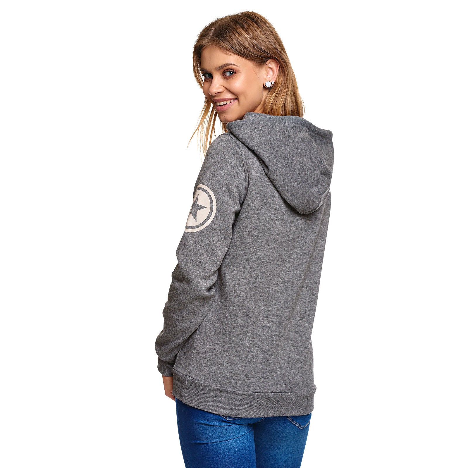 Produktbild Captain America - Shield Logo Retro Hoodie Damen grau