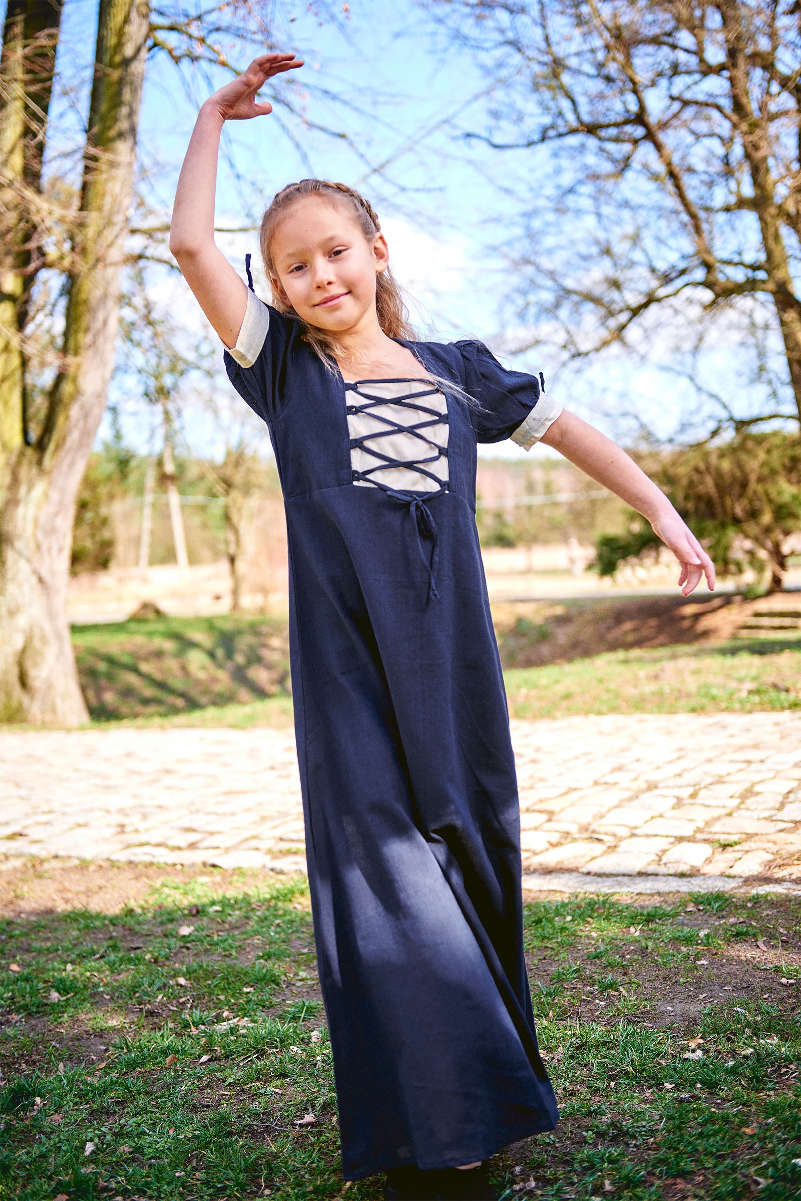 Produktbild Mittelalter Sommer Kleid Kinder blau beige