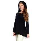 Produktbild Mittelalter Bluse Lea mit Kapuze schwarz