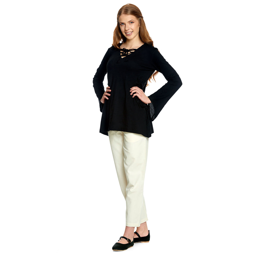 Produktbild Mittelalter Bluse Lea mit Kapuze schwarz