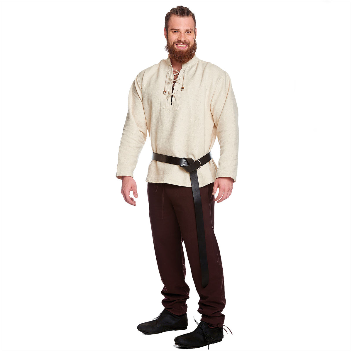 Produktbild Mittelalter Ringgürtel mit Thors Hammer Prägung schwarz